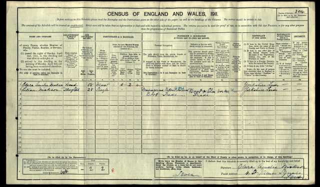 Lilian Nickson 1911 census